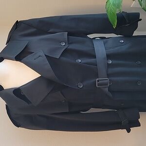Charles Klein Black Trench Coat 44R Classic